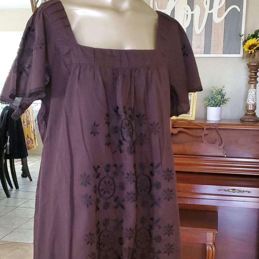 Brown Embroidered Dress